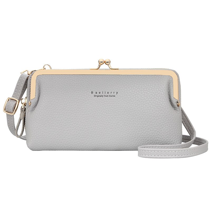 neue Frauen Schulter Taschen Pu Leder Weibliche Große Kapazität Handtaschen Telefon Geldbörse Karte Halfter Damen Umhängetaschen: Grau