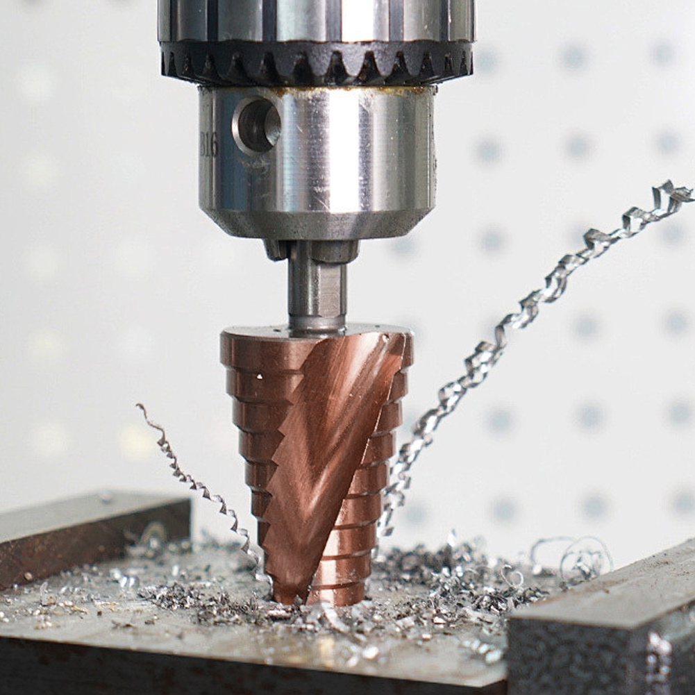 Broca escalonada de cobalto M35 hss-co, taladro de escalera con ranura en espiral de doble filo de 3-13mm, herramienta de perforación de cono escalonado de cobalto hss-co