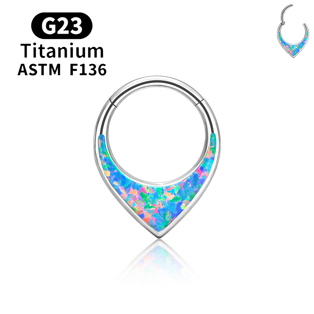 G23 espejo de titanio Luna gota de agua anillo de nariz tabique Piercing Clicker 16G segmento cartílago del trago Daith aro pendientes joyería: Negro / COLOR ORO ROSADO