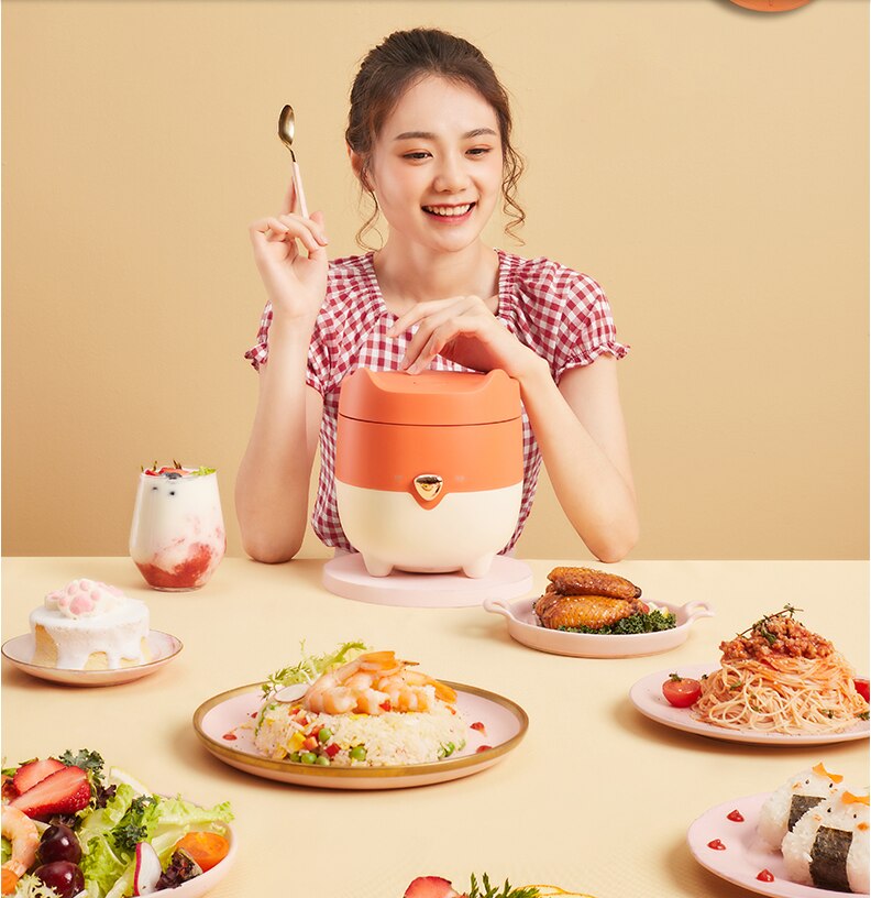 220V 1.2L For Home Electric Rice Cooker Mini Multicooker Portable Kitchen Food Cooking Pot Machine Easy Operation