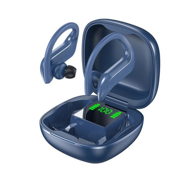 Auriculares inalámbricos MD03 con TWS, cascos por Bluetooth con pantalla LED y micrófono, estéreo, a prueba de agua, con cancelación de ruido: blue