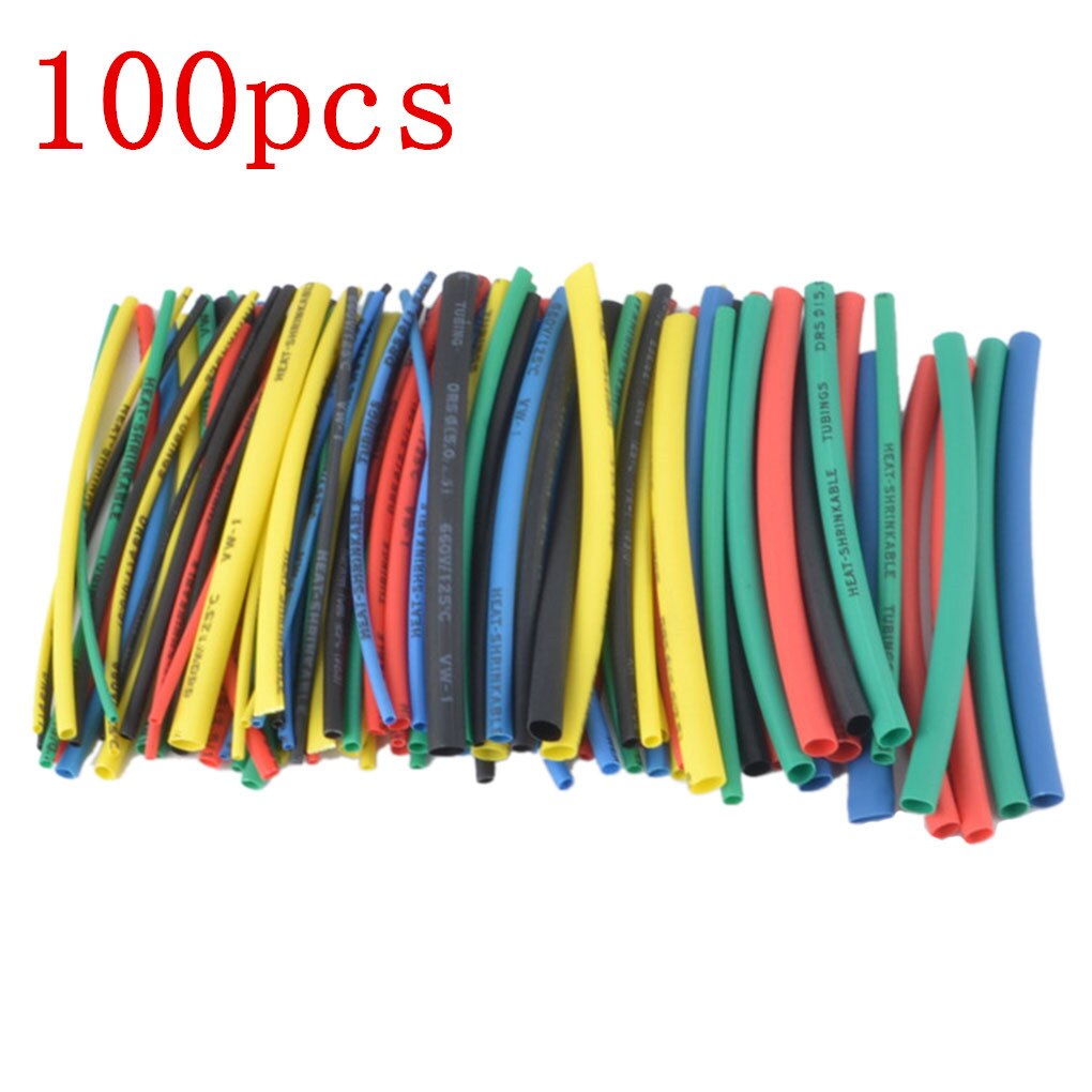 100/127/140/164/328/530 stk diverse polyolefin varmekrympeslanger kabelhylstre wrap wire sæt blandet farve / sort: 100 stk