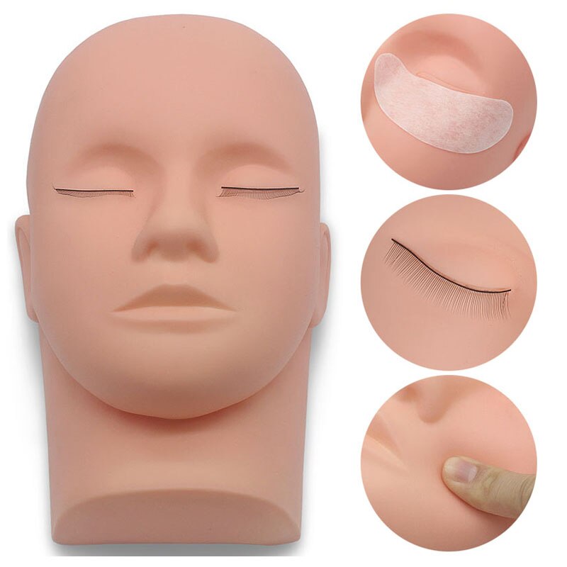 Podning øjenvippetræning vippeforlængelse ekspansion ansigtsmakeup massage øve hovedet fladt med øvevipper: Mannequin hoved