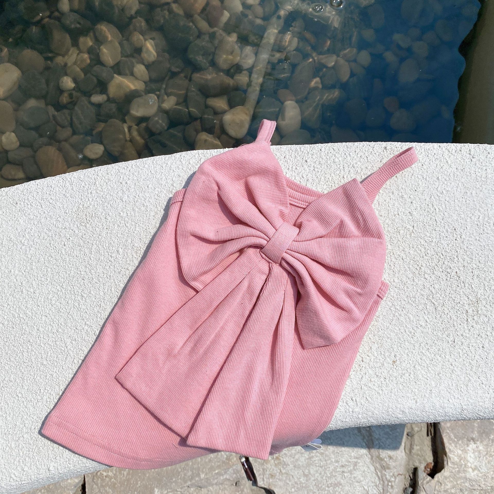 Summer Girls Candy Color Vest with Bow Kids Vests: Pink / 2T