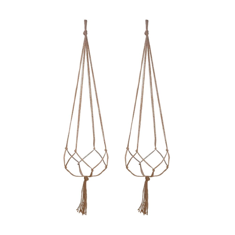 2 sztuk 1.05m Macrame juty wieszak na kwiaty kryty roślina na zewnątrz wiszący kosz robić sufitu pokładzie balkon garnków okrągłych i kwadratowych