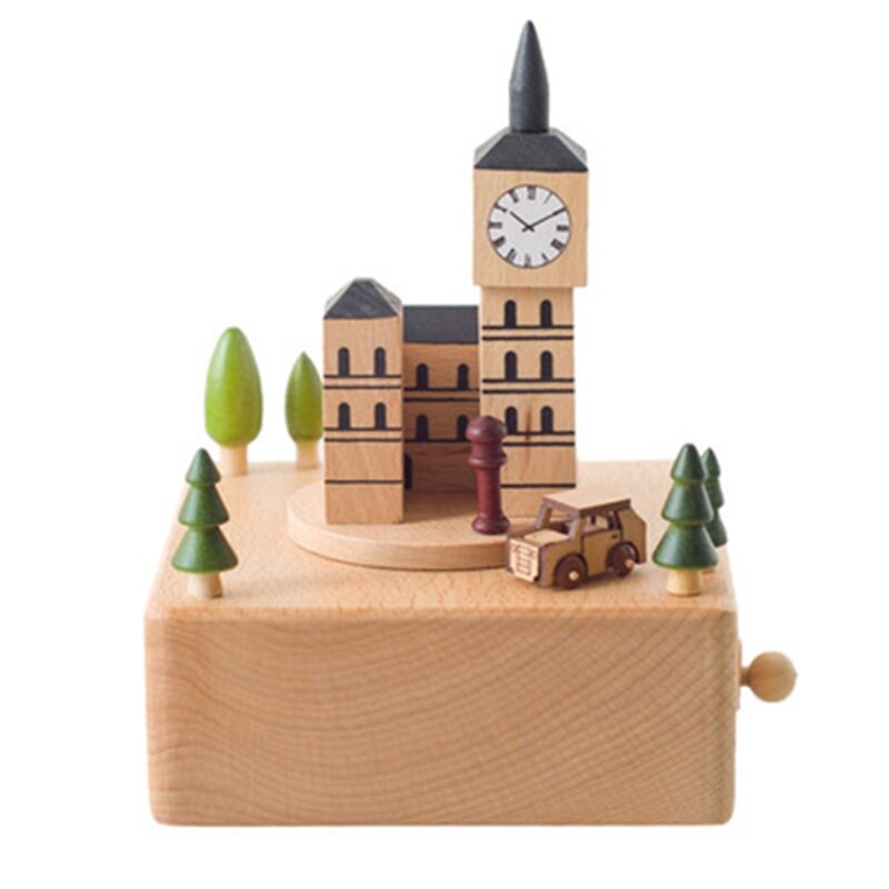 Romantic Carousel Wooden Music Box Rotating Handcraft Collection Home Decorations Christmas Valentine's Birthday Toys J60C: Big Ben