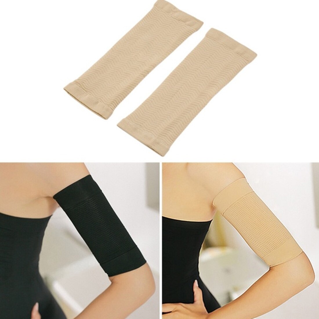 1 pair of Contraction arm Sports arm Sleeves ultra-thin shape body burning fat elastic band compression arm weight loss sleeve