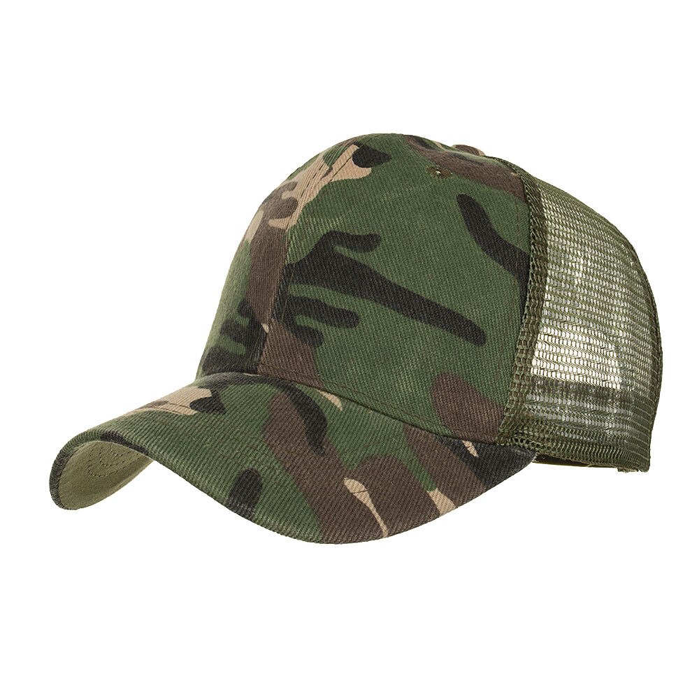 Verkoop Zomer Vrouwen Mannen Verstelbare Camouflage Baseball Tennis Cap Mesh Hoeden Zonnescherm Hip-Hop Hoed 0824