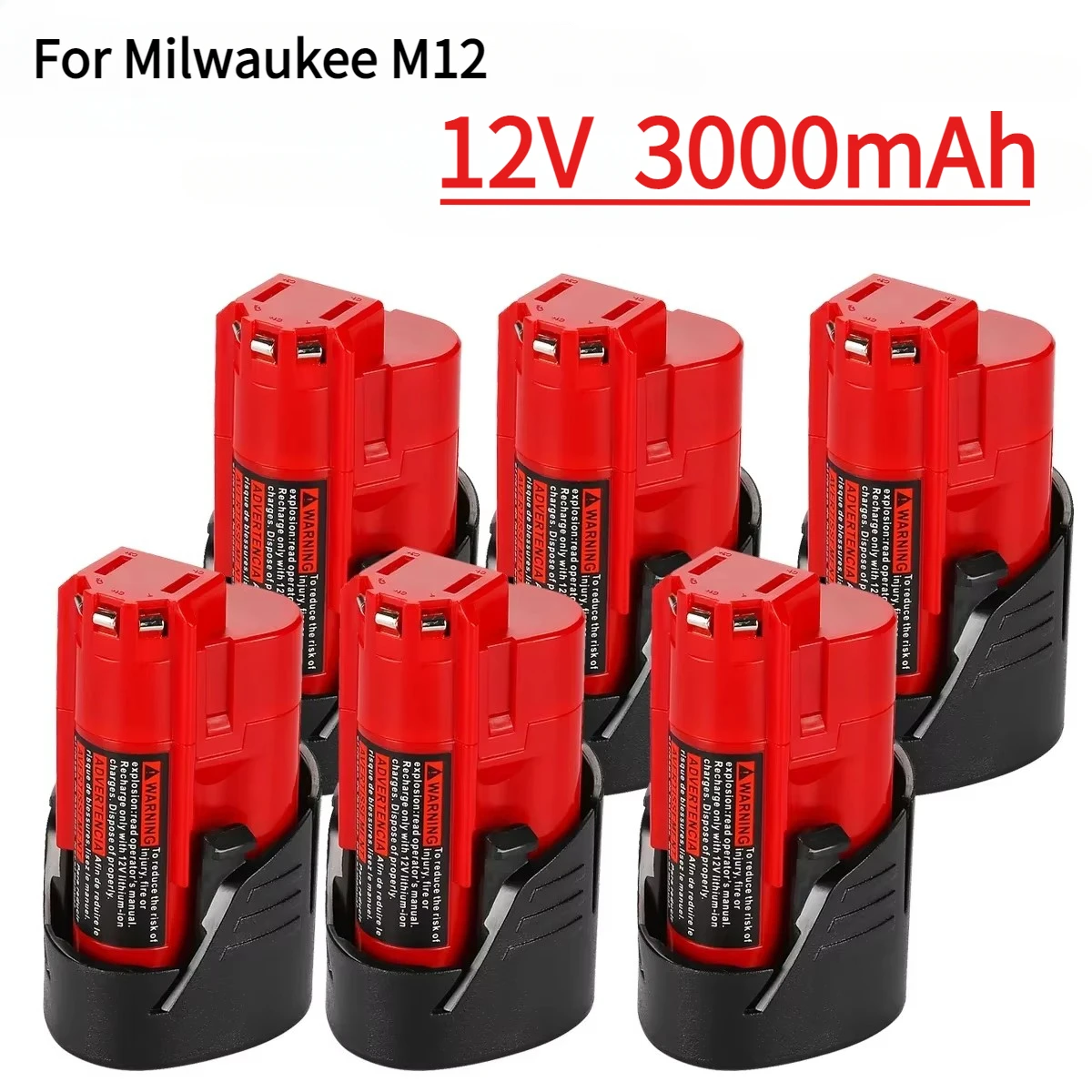 2025 para batería Milwaukee 12V M12 3Ah Compatible con batería de herramientas Milwaukee M12 XC 48-11-2410 48-11-2420 48-11-2411