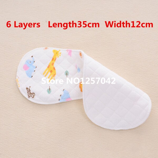 Print Cartoon 10Pcs Cotton Inserts For Baby Cloth Diaper Nappies Reusable Cloth Nappy Washable Inserts Liners For Diaper Pocket: 6Layers L35x12