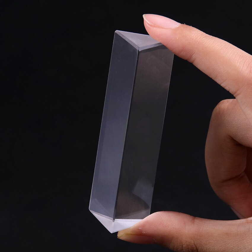 1PC Triangular Prism Optical Prisms Glass Physics Teaching Refracted Light Spectrum Rainbow Teaching Equipment 25x25x80mm
