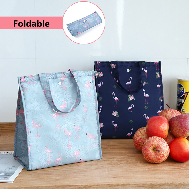 PLEEGA Fresh Insulation Cold Bales Thermal Oxford Lunch Bag Waterproof Convenient Leisure Bag Cute Flamingo Cuctas Tote 1PC