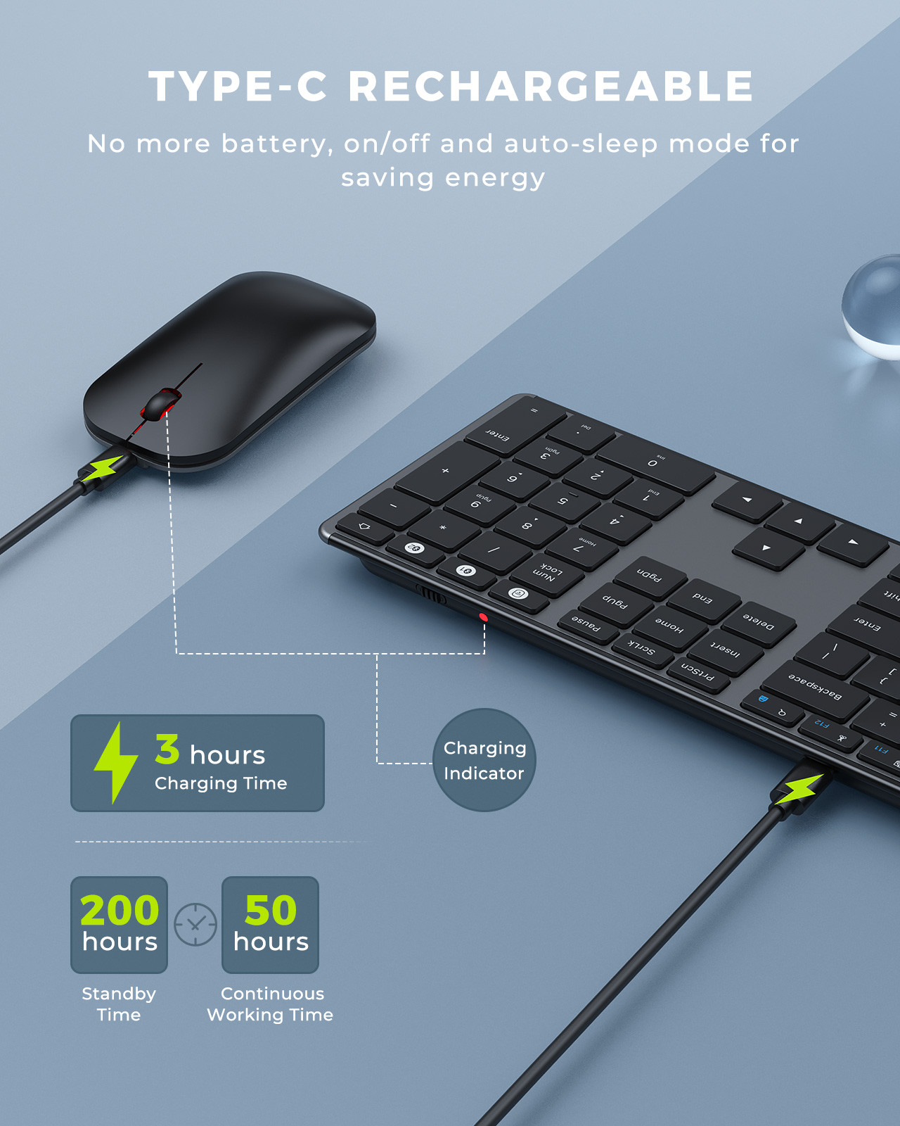 Bezprzewodowa kombinacja klawiatury i myszy Bluetooth Seenda Wieloosobowe, ładowalne, smukłe klawiatury i myszy dla Win MacBook Pro Air