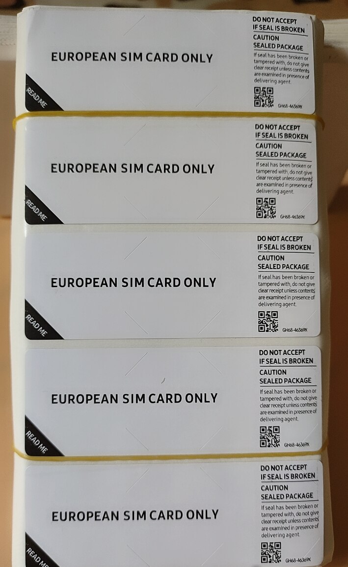 100Pcs Black/White SIM Card Only Seal Label Sticker For SAM delicacy Phone Package box sealing strip: EU White