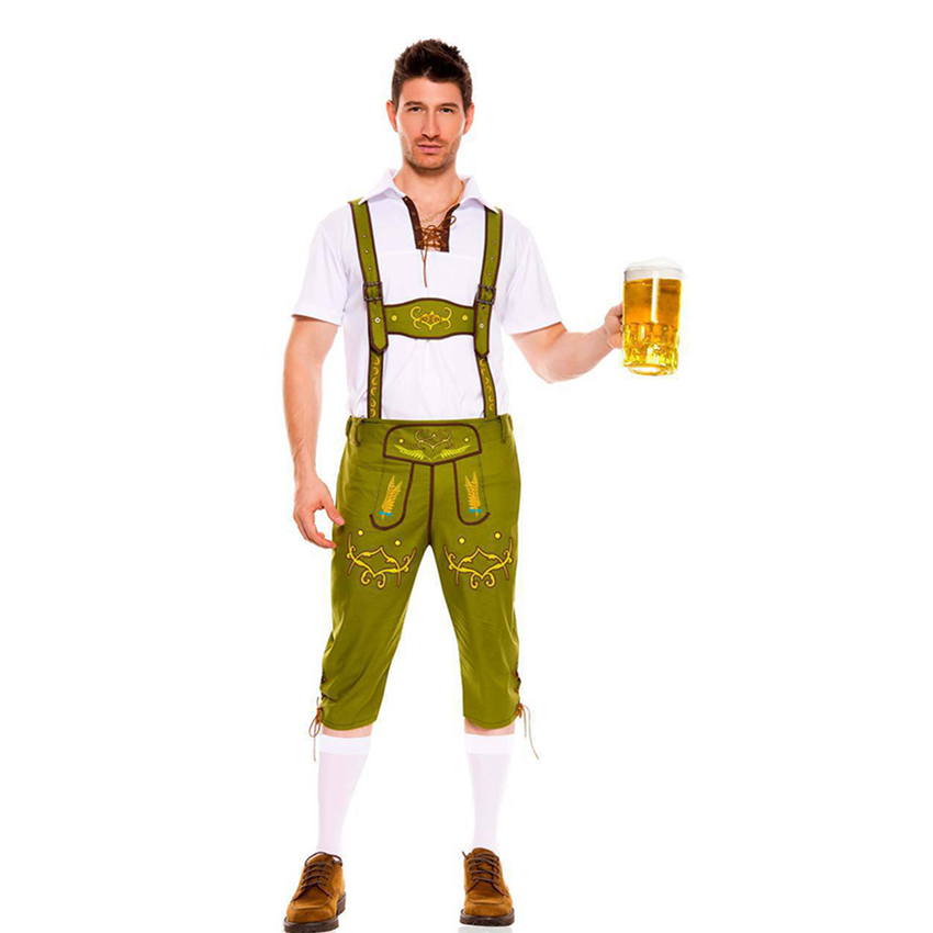 Oktoberfest Kostuum Mannen Halloween Kostuums Voor Mannen Duitse Bavaria Bier Festival kostuum Mannelijke Traditionele Party Fancy Dress: Groen / L