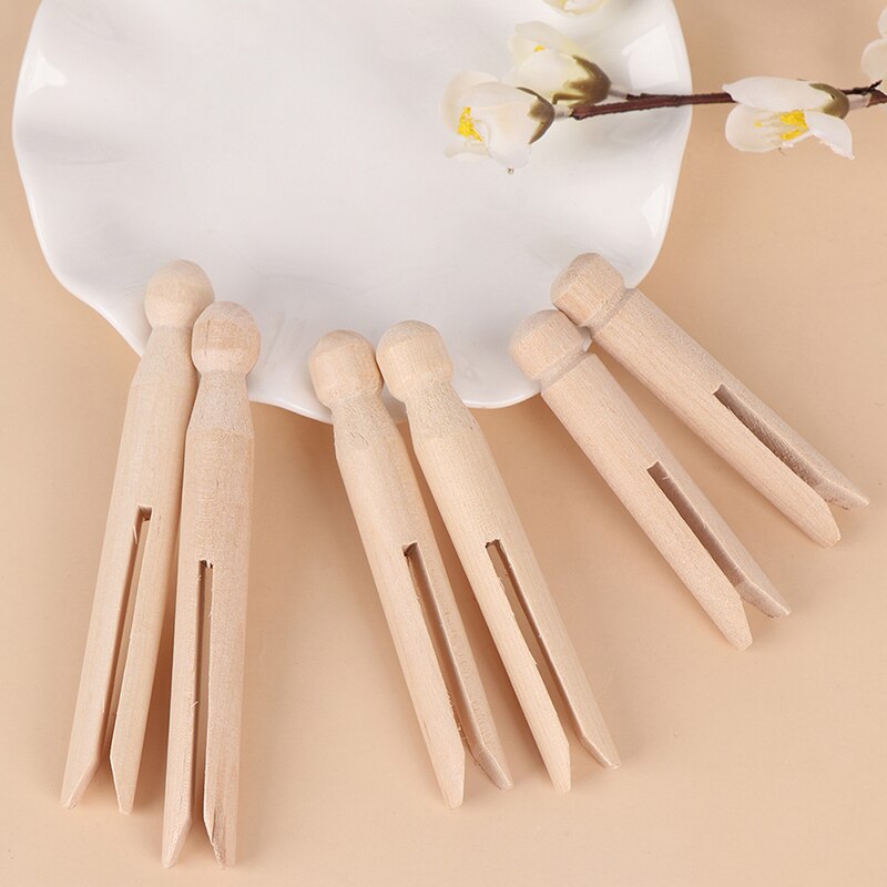 5Pcs Hout Dolly Peg Traditionele Dolly Stijl Houten Wasknijpers Pinnen Clips Ronde Houten Wasknijper Houten Ambachten