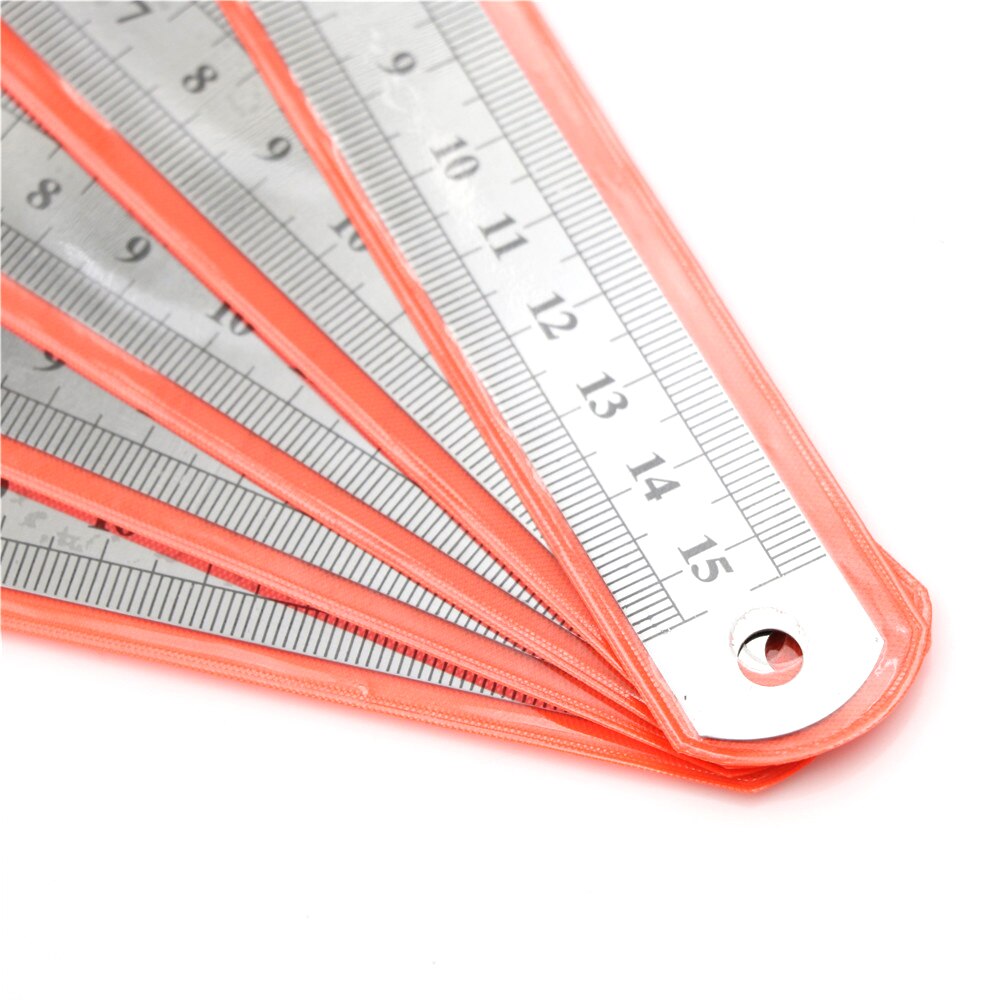 5 unidades de regla recta de Metal de 15cm y 6 pulgadas de acero inoxidable regla recta de precisión de doble cara Material de Oficina de Aprendizaje suministros de dibujo