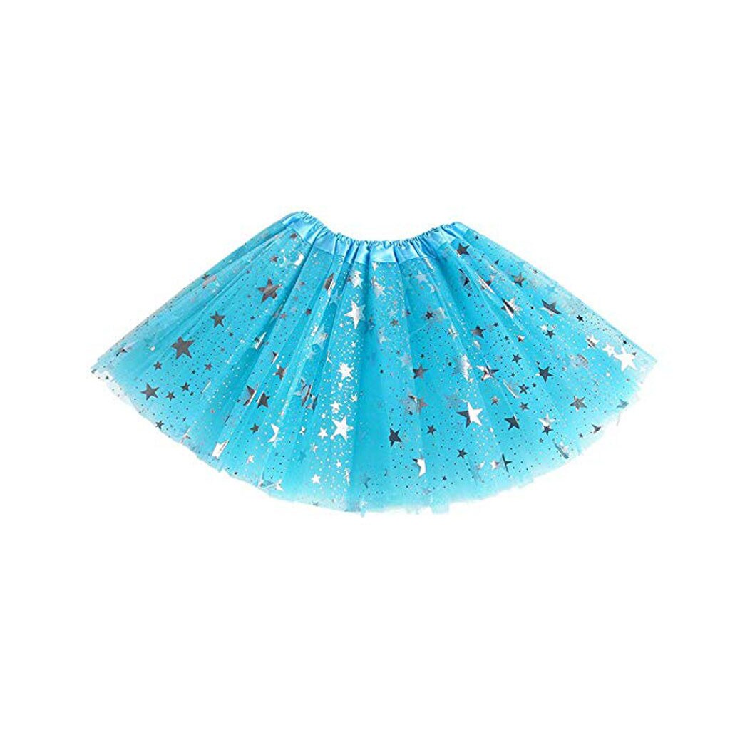 Mimi paillettes bébé filles jupe enfant en bas âge enfants Tulle princesse jupe étoiles imprimer couleur unie Tutu jupe Costume jupe décontractée: B