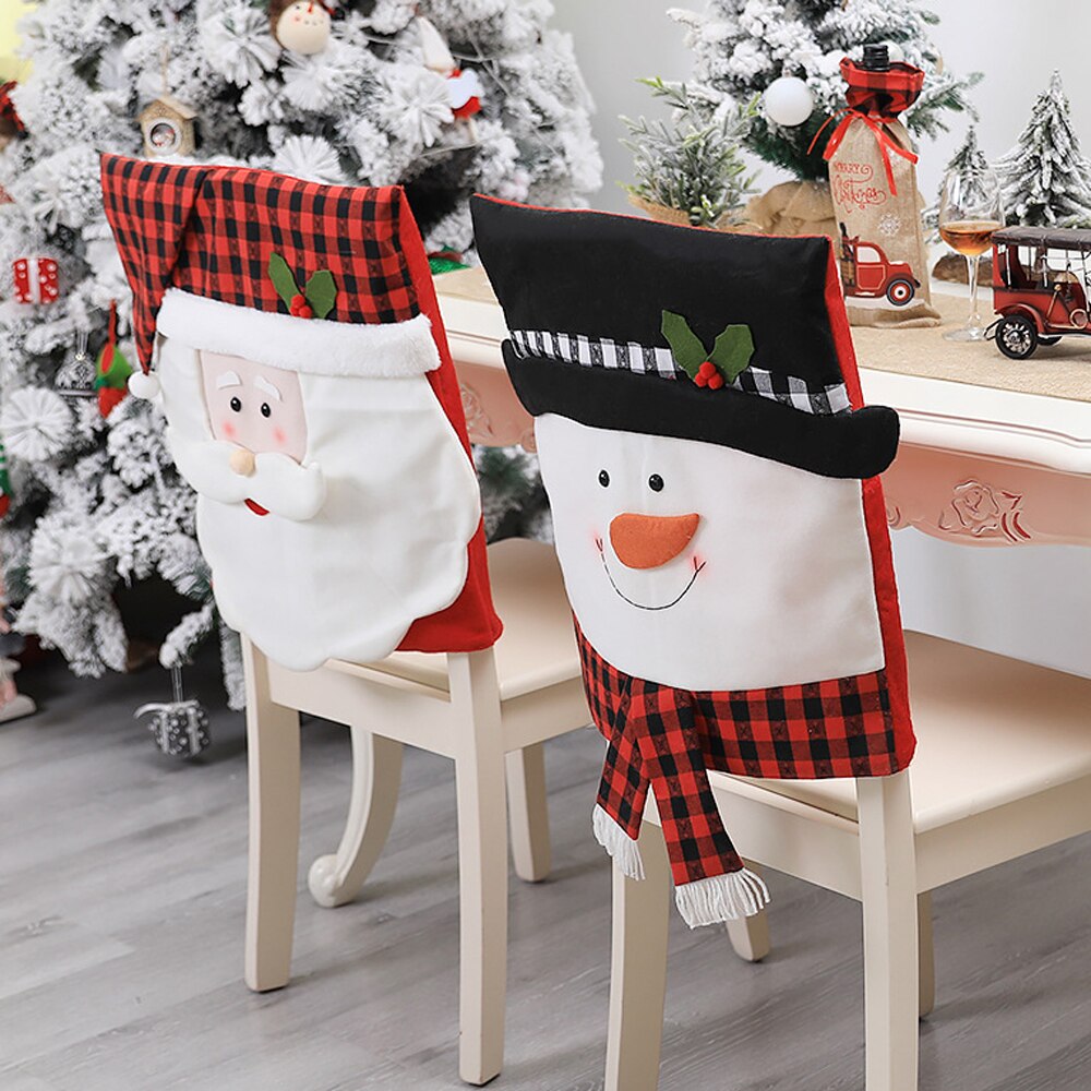 Santa Hat Chair Covers Christmas Decor Dinner Chair Xmas Cap Sets Dinner Table Hat Chair Back Covers For Home