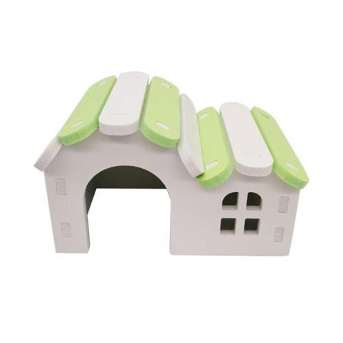Decorative Chinchilla Hut DIY Installation Leisure Hedgehog Hamster Villa Living Hut: Green White