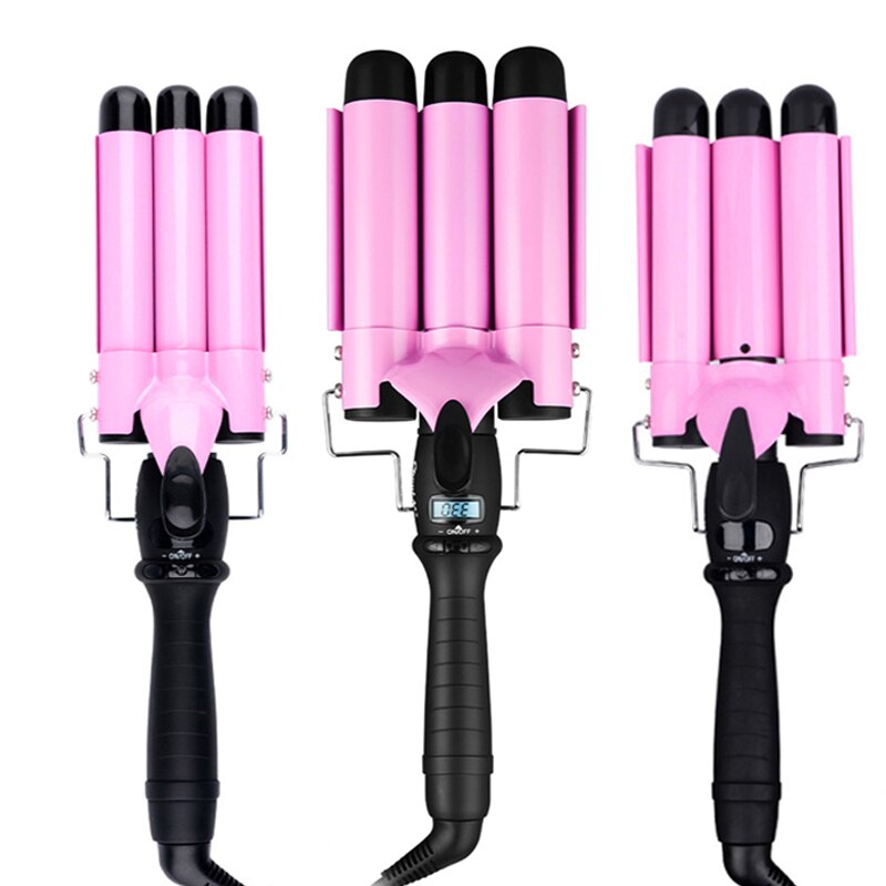 22mm 25mm 32mm 3 Barrels Hair Curler Wave Curler Ceramic Curling Iron LCD Display Perm Splint Roller Big Wave Hair Styling Tool