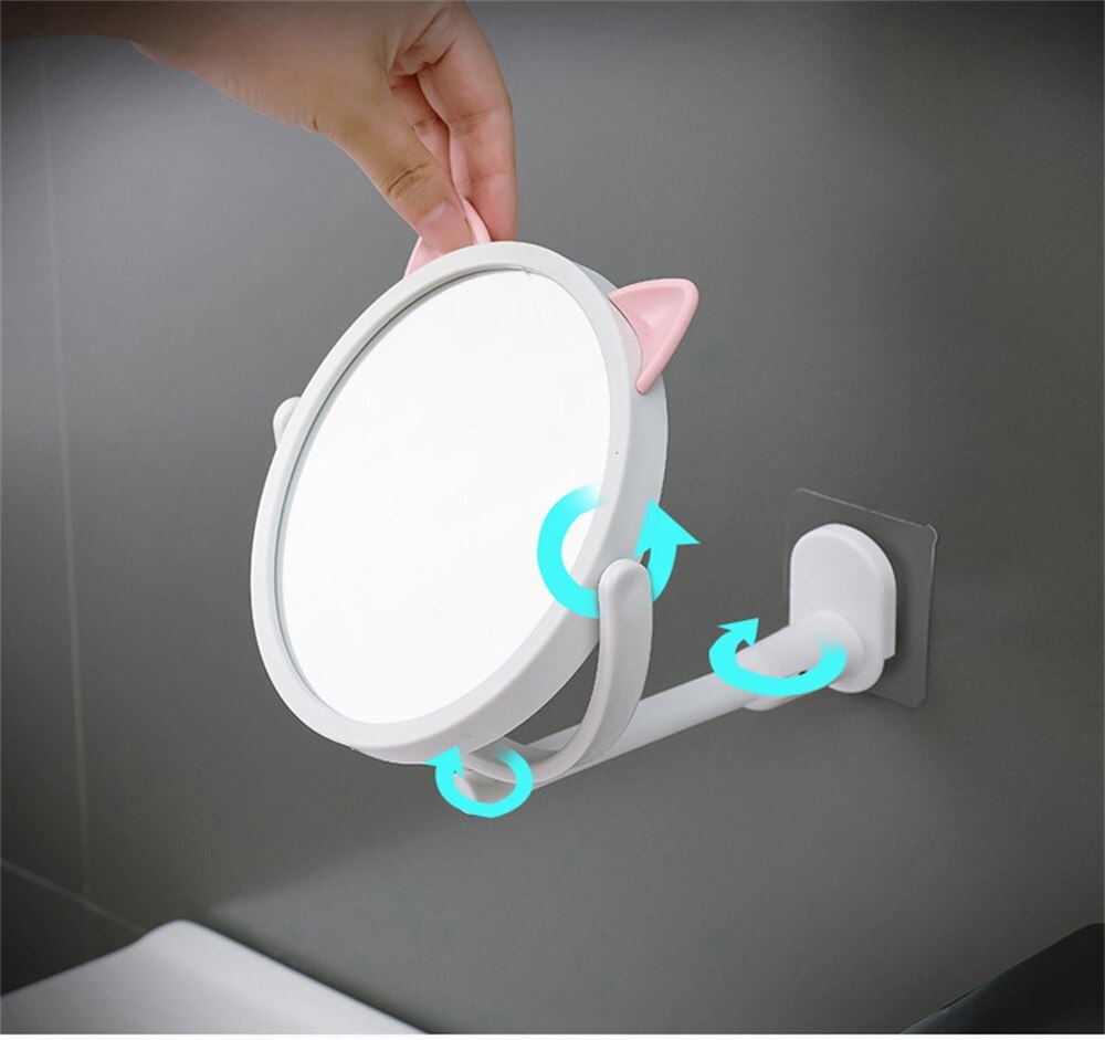2 pcs Folding Makeup Mirror Wall Mount Vanity Mirror without drill Swivel Bathroom Mirror Suction Folding Arm Extend shaving