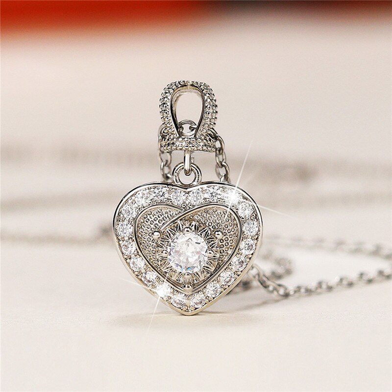 Huitan Vrouwen Liefde Ketting Met Aaa Crystal Zirconia Engagement Bruiloft Accessoires Sieraden: XL206