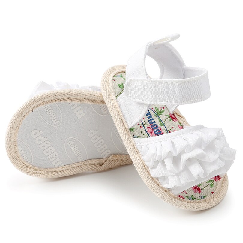 Infant Baby Girls Flower Sandals Cute Casual Shoes Cotton Fabric Anti-slip Soft Sole Toddler Flat Shoes For Summer A20