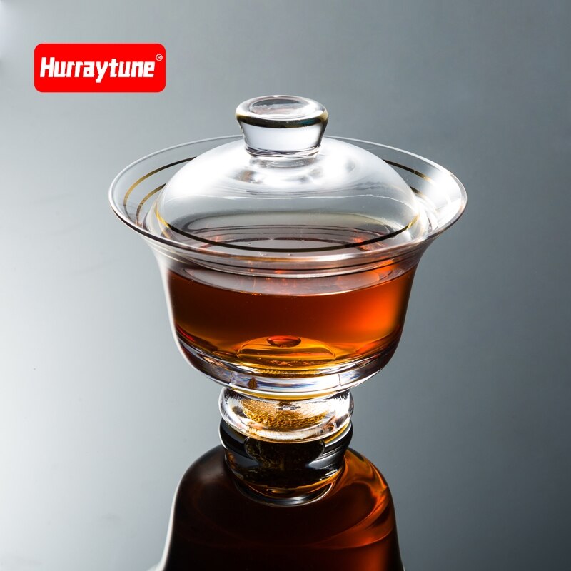 Heat resistant glass, gold covered bowl, tea bowl, thickening large size Kung Fu tea set, transparent tea cup with Phnom Penh.