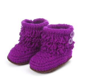 Babysko ny strik baby blød bund småbørnssko høj hjælp høj dåse støvler baby baby sko og sokker 11cm: Lilla