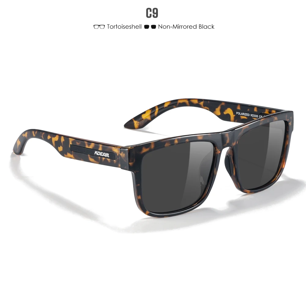 KDEAM Polarized Sunglasses For Men White Frame UV400 Protection Lens Black Driving Sun Glasses Fishing Eyewear: black / Pink