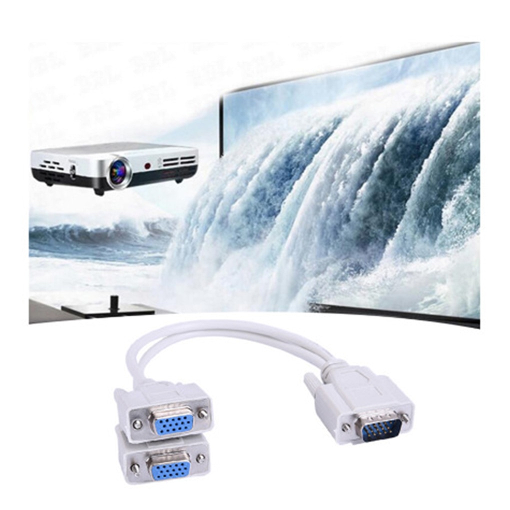 15 Pin Vga Y Splitter Kabel Adapter Dual Display Spiegel Tv Computer Verbinding Gegevens Cord Lijn