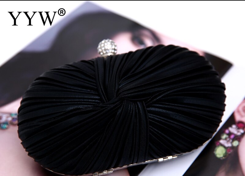 Women Black Pu Leather Pleat Clutch Bag Vintage Evening Clutch Bags Mini Handbag Clutch Purse Diamond Party Bag