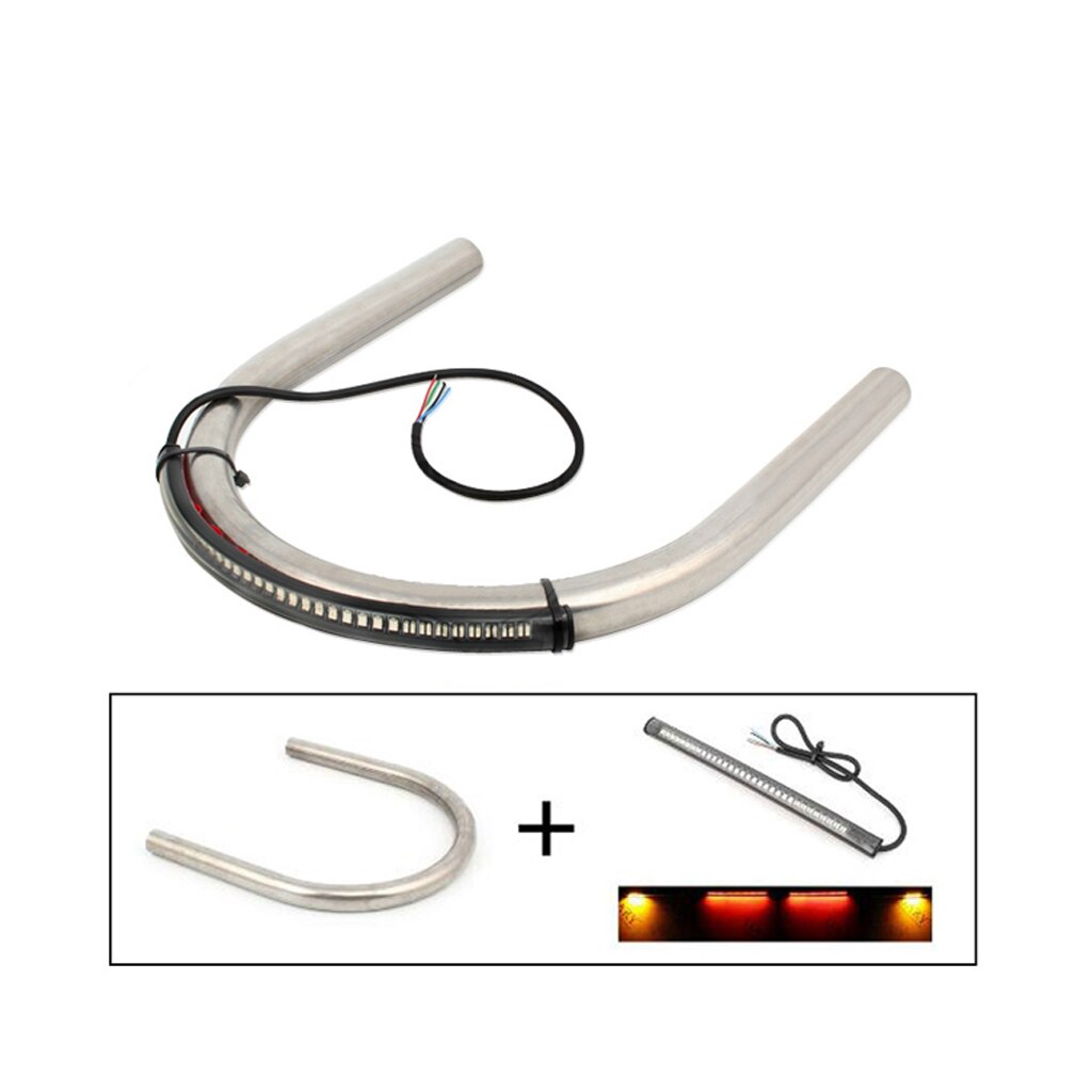 Flat Cafe Racer Seat Frame Hoop Loop With LED Brake Turn Tail Light 230MM