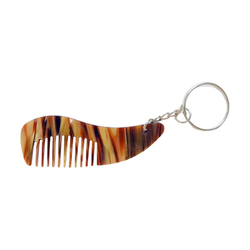 Mini peigne à cheveux en acétate , porte-clés Portable, belle brosse à cheveux imprimée léopard, outils de coiffure, porte-clés de voyage pour femmes: 1