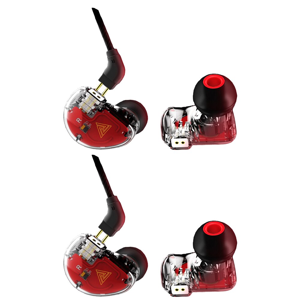 QKZ VK5 Wired Earphone with Mic 4 Unit Moving Ring Heavy Bass In-ear Headset 3.5mm Jack Headphone for Phone PC Laptop MP3 MP4: 2Pcs