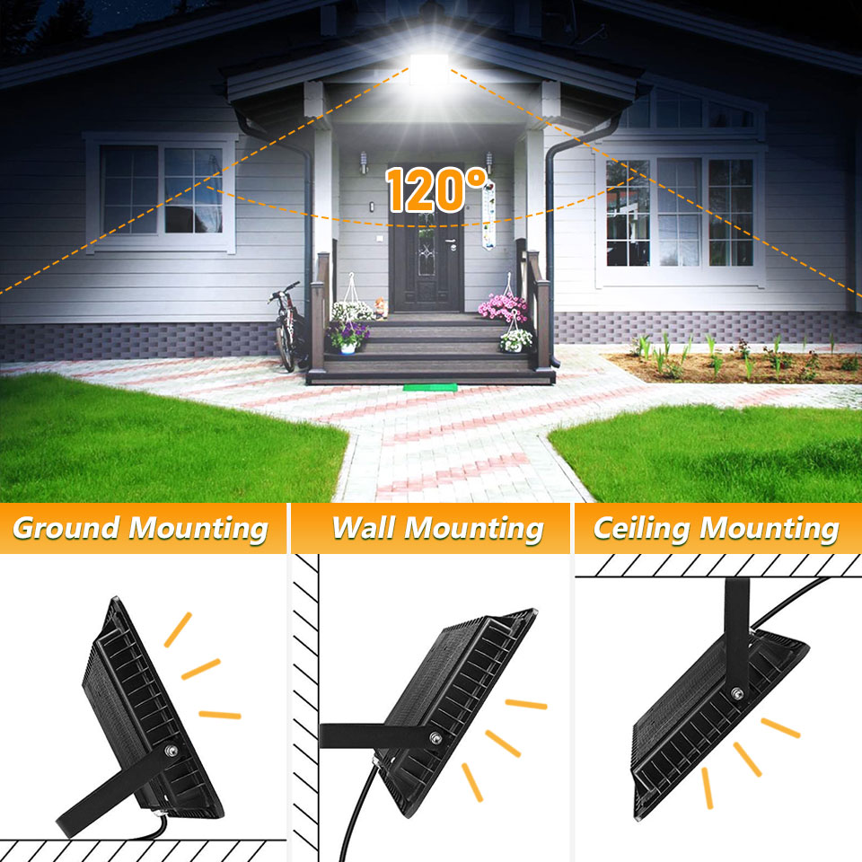 Foco LED impermeable IP66 220V 20W 30W 50W 100W 150W 200W 300W reflectores para exteriores iluminación de cartelera de fábrica al aire libre