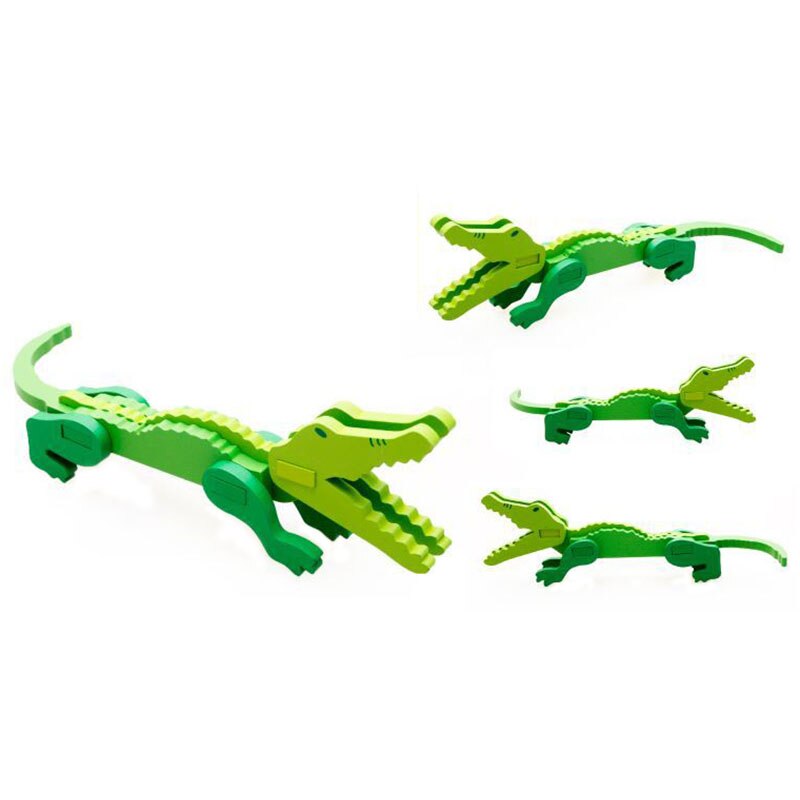 3D Three-dimensional Wooden Animal Jigsaw Puzzle Toys For Children DIY Baby Kids Handmade Wooden Toys Animals Puzzles: Crocodile