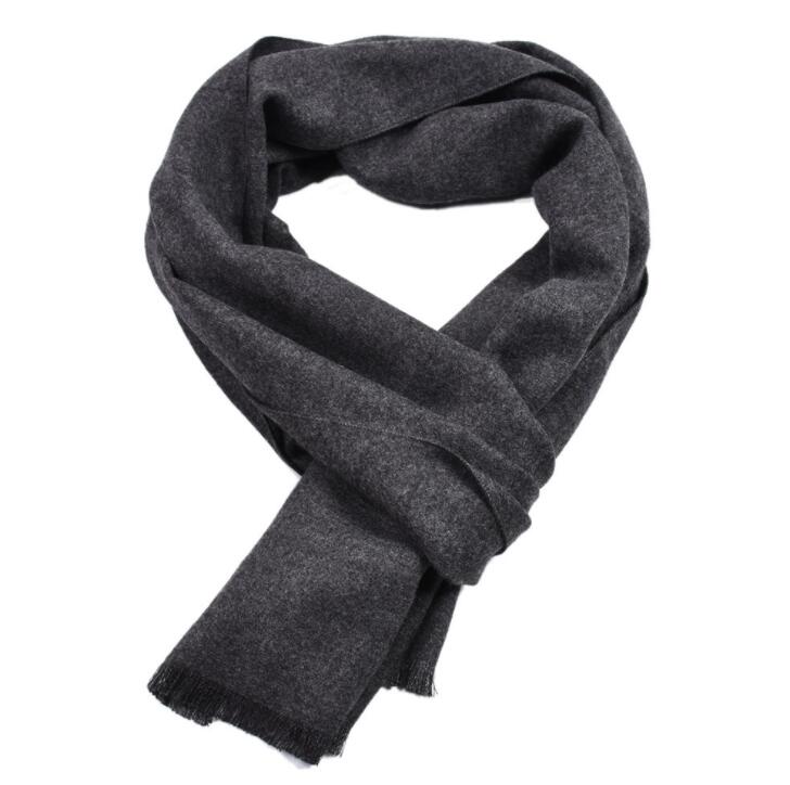 Bufanda de para hombre, bufanda cálida de Cachemira de Color sólido, informal, larga y suave para el cuello, disponible en 5 colores: Gris oscuro