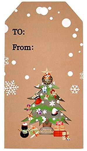 100pz etichette di buon natale carta di carta kraft etichetta regalo etichetta fai da te cartellini decorazioni regalo carta regalo bomboniere forniture: Oliva