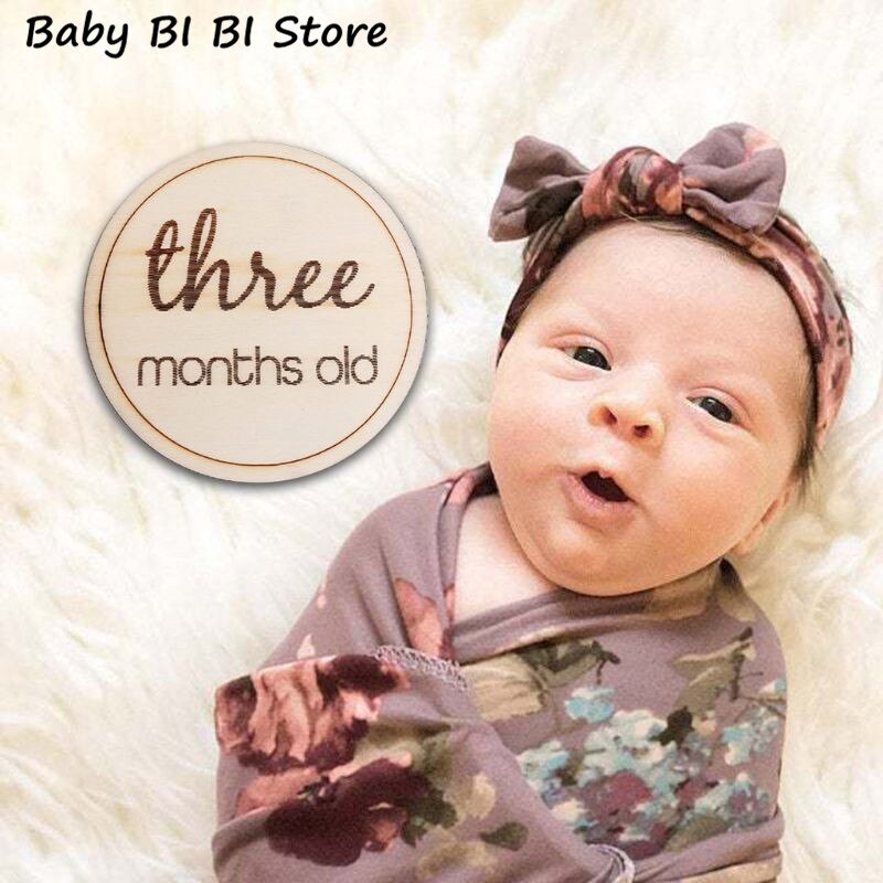 12 st / uppsättning baby månatliga milstolpe träkort spädbarn fotografering rekvisita barn nyfödda dusch
