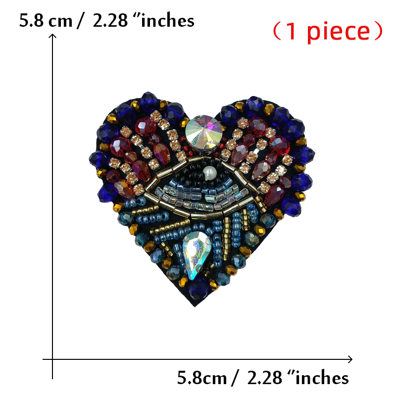 Steentjes Kraal Oog Rode Harten Patches Voor Kleding Geborduurde Applicaties Naai Menselijke Organen Bloem Diamant Badges Stickers: Antiek Messing