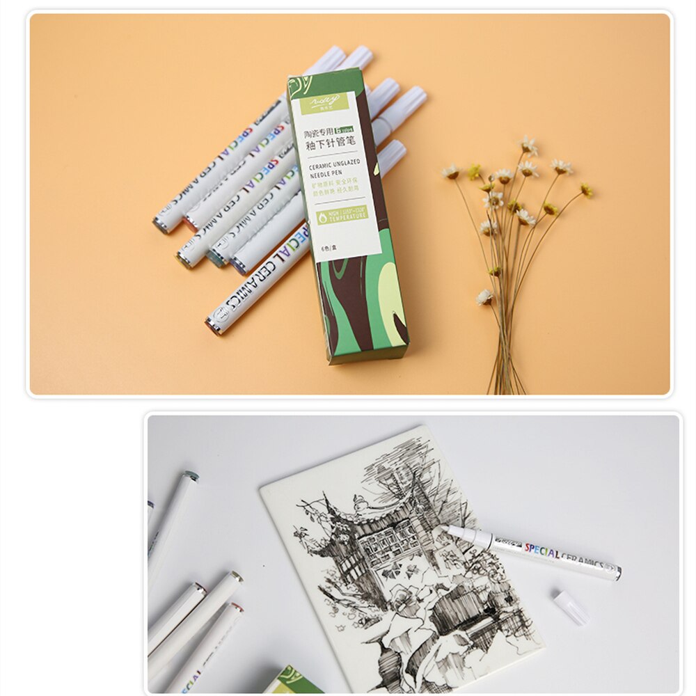 Pottery Tools Pottery Art Underglaze Marker Pen Pigment Ceramic Underglaze DIY Special Needel Pen Painting Craft 6-Color