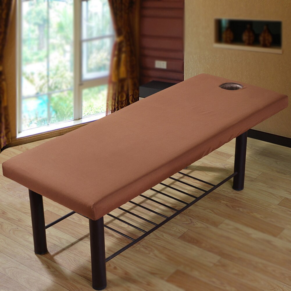 Elastisk massagebriks allround wrap forpart huldæksel genanvendeligt salonsengelagen firkantet hovedmonteret polyester blødt solidt: Kaffe / 2 stk