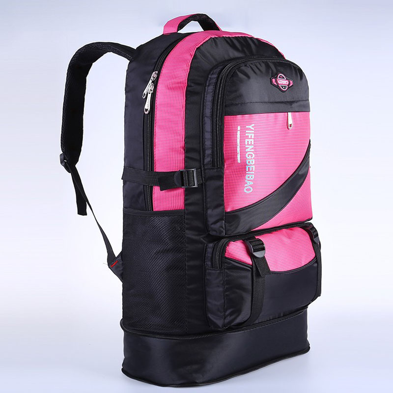 60L Waterdichte mannen Reizen Sport Tas pack Unisex Outdoor Wandelen Klimmen Camping Bergbeklimmen voor Mannelijke Rugzak: hot pink