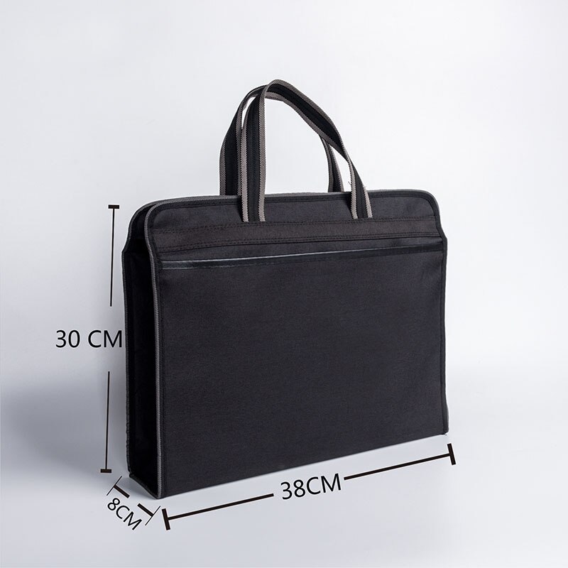 A4 Waterproof Canvas Large Capacity File Bag Portable Zipper Bag For Business Meetings