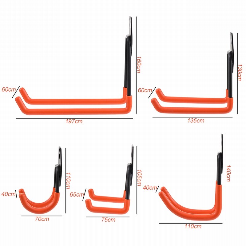 5 Hooks Wall Mounted Storage Racks Orange Warehouse Hook And Screw Installation Heavy Duty for Organizing Power Tools Holder
