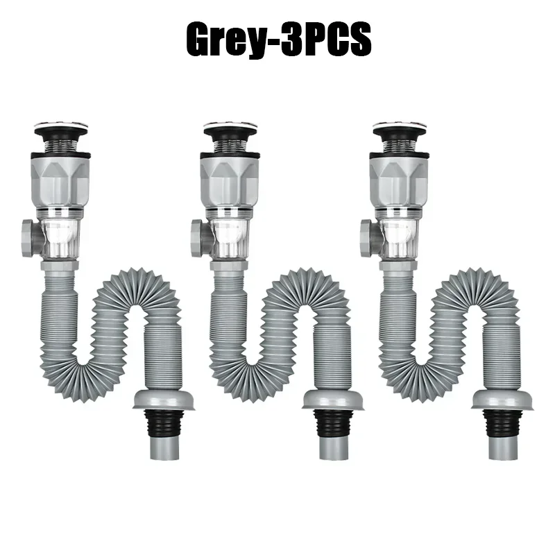 Kitchen Sink Drain Hose Basin Odor Isolation Drain Sink Wash Basin Universal Horizontal and Vertical Drain Pipes Accessories: green