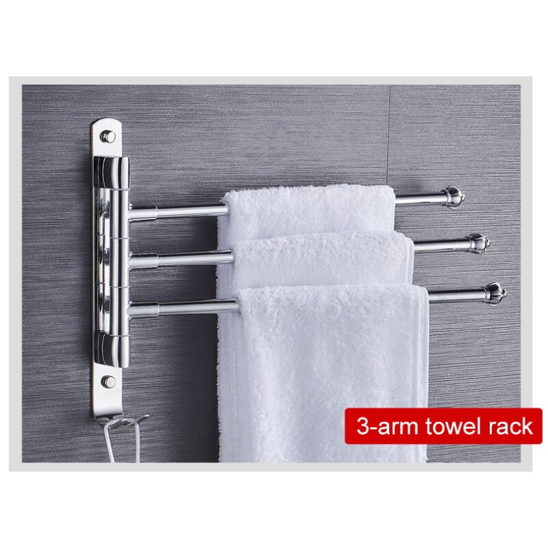 Badkamer Swivel Handdoek Bar 2/3/4/5 Swing Arms Rvs Swing Hanger Met Haak Ruimtebesparend Muur mount Roterende Handdoek Rail: 3 arms / 29cm