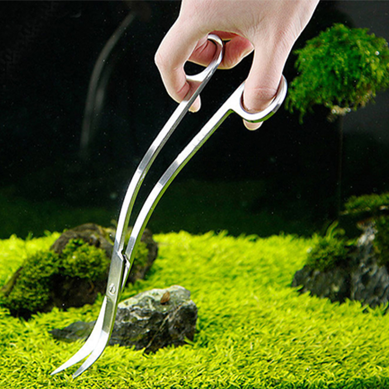 VIV Aquarium Aquatic Stainless Spring Steel Plant Scissors Curved Wave Shape ADA Cleaning Maintenance Tool